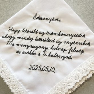 Hímzett keszkenő, zsebkendő egyedi felirattal - CreativeDorci