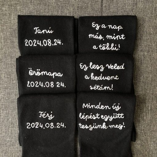 Hímzett zokni csomag esküvőre, Férj, Örömapa, Tanú - CreativeDorci