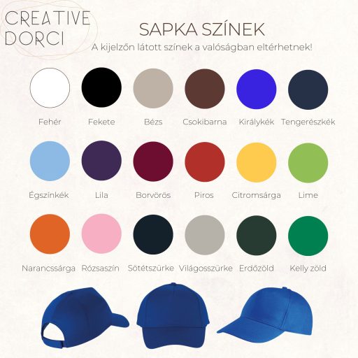 Sapka mérettáblázat és színválaszték hímzéshez - CreativeDorci