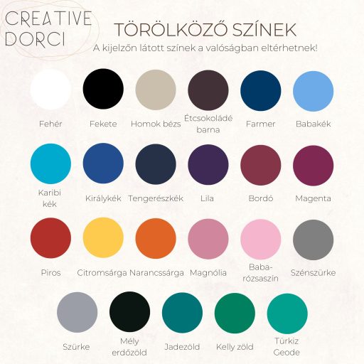 Egyedi törölköző hímzés színpaletta - CreativeDorci