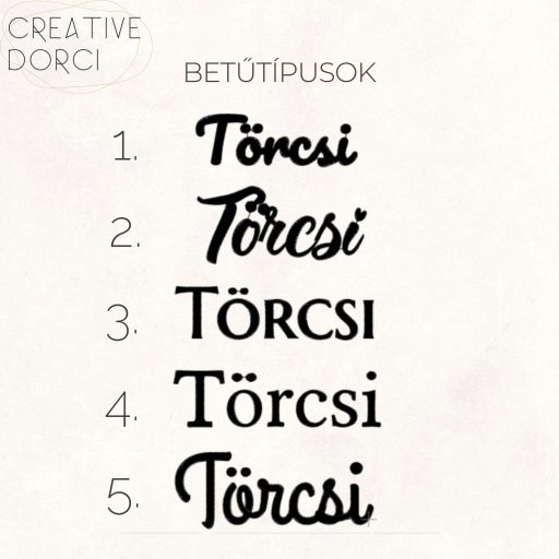 Hímzés törölközőre választható betűtípus törcsi - CreativeDorci