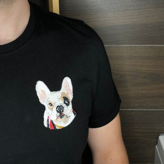 Kutya, Frenchie hímzés pólóra fotó alapján - CreativeDorci