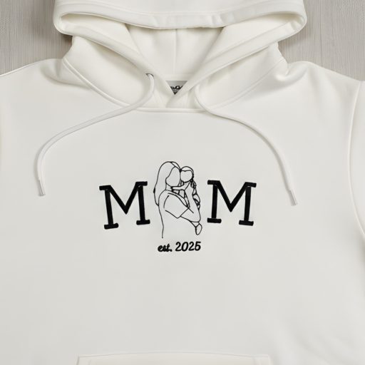 MOM - DAD feliratos hímzés saját fotóval (vonalas)