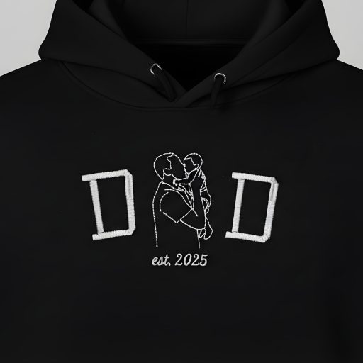 MOM - DAD feliratos hímzés saját fotóval (vonalas)